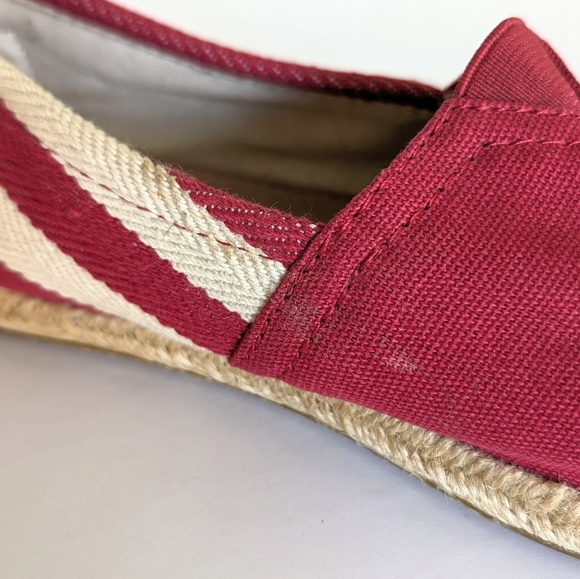 Toms Classic Red Stripe University Canvas Espadrille Slip On Shoes - Picture 13 of 13